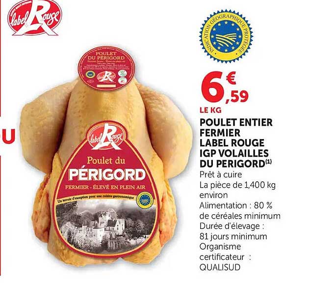 POULET ENTIER FERMIER LABEL ROUGE IGP VOLAILLES DU PERIGORD
