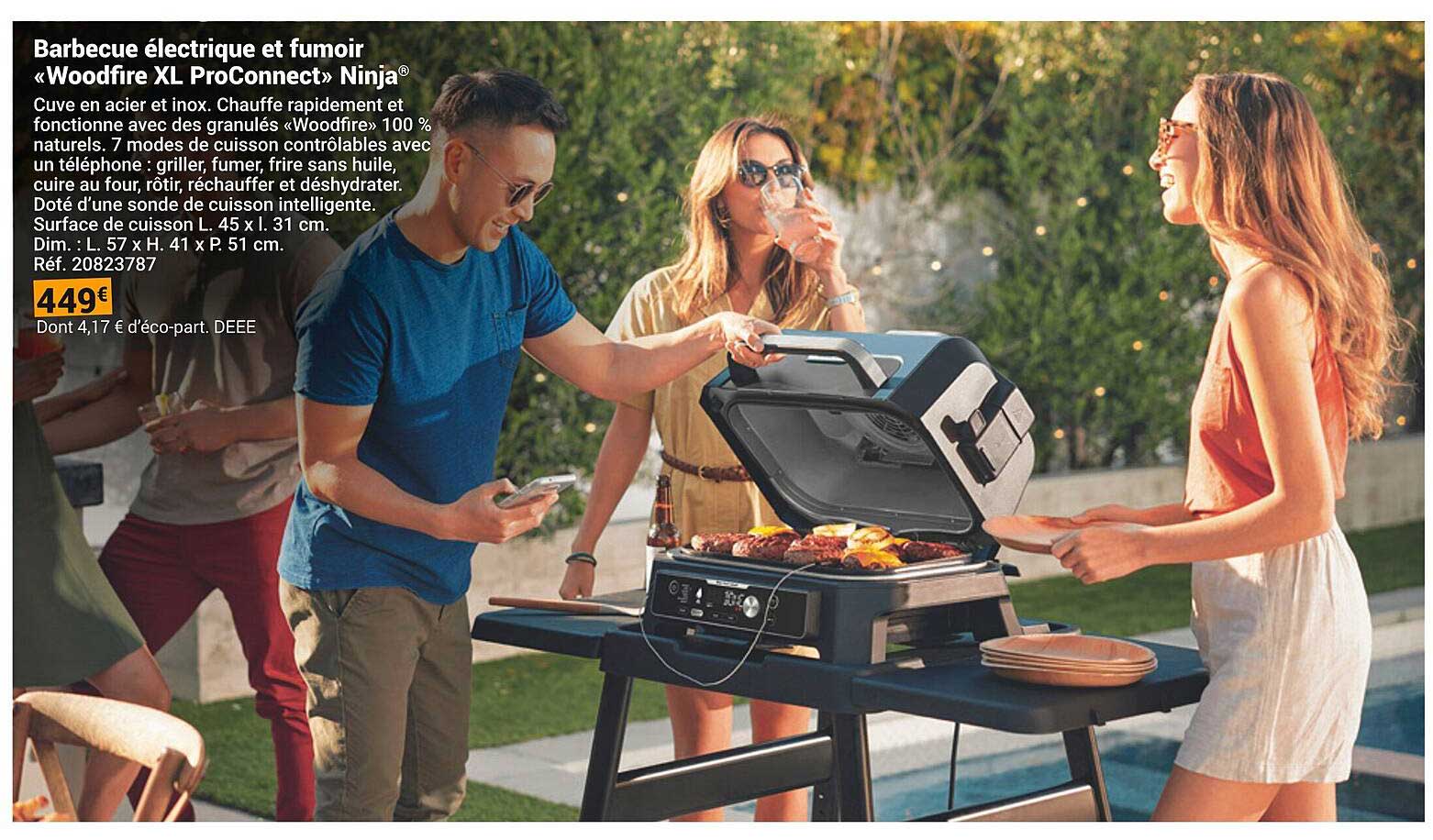 Barbecue électrique et fumoir « Woodfire XL ProConnect » Ninja®