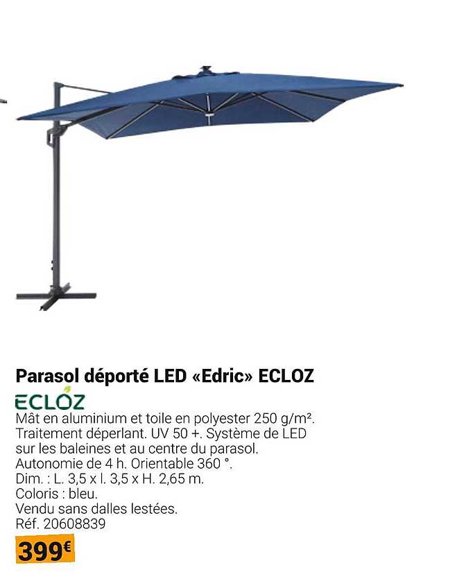 Parasol déporté LED «Edric» ECLOZ