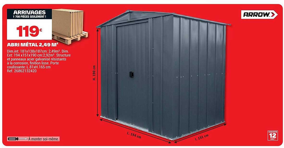 ABRI MÉTAL 2,49 M²