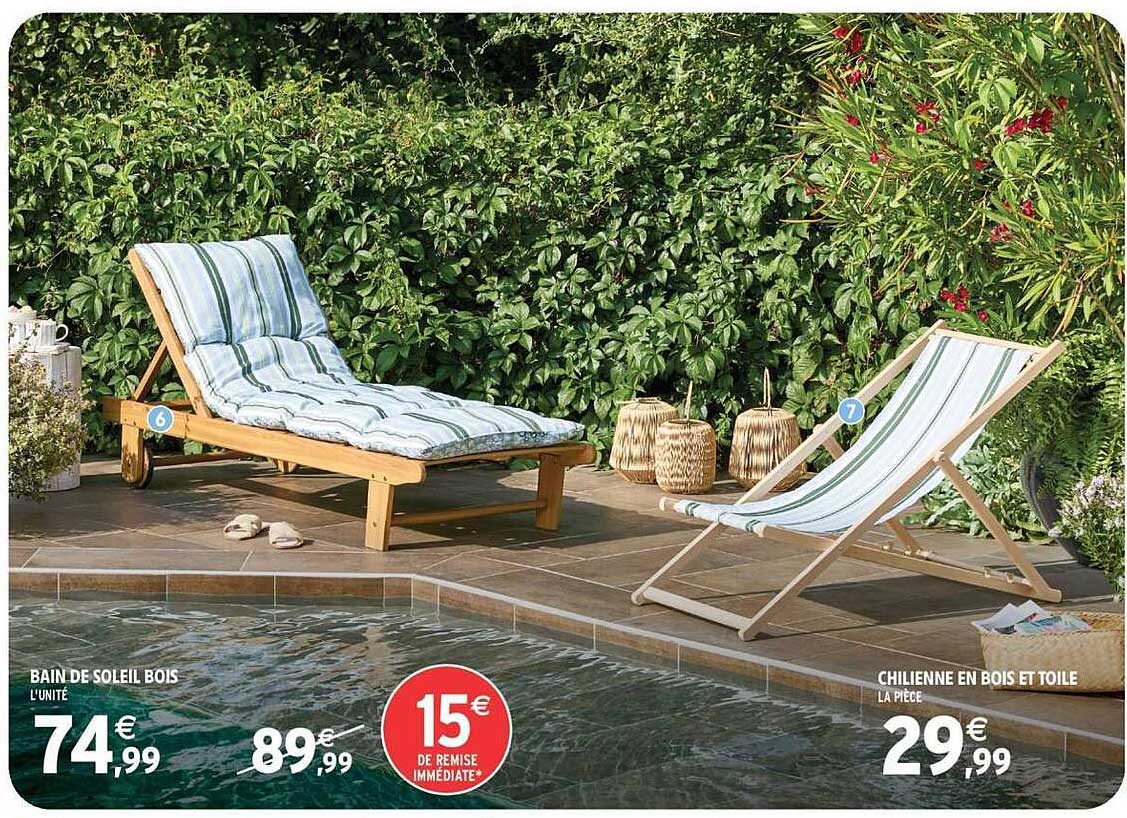 Promo Bain De Soleil Bois L'unité chez Intermarché - 123Catalogue.fr