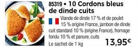 10 Cordons bleus de dinde cuits