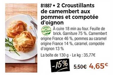 2 Croustillants de camembert aux pommes et compotée d'oignon