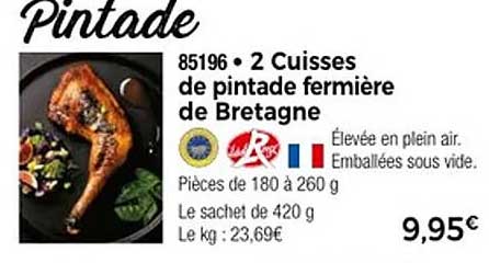 2 Cuisses de pintade fermière de Bretagne