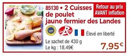 2 Cuisses de poulet jaune fermier des Landes
