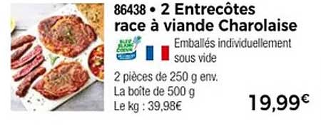 2 Entrecôtes race à viande Charolaise
