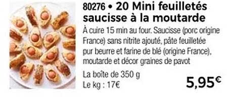 20 Mini feuilletés saucisse à la moutarde