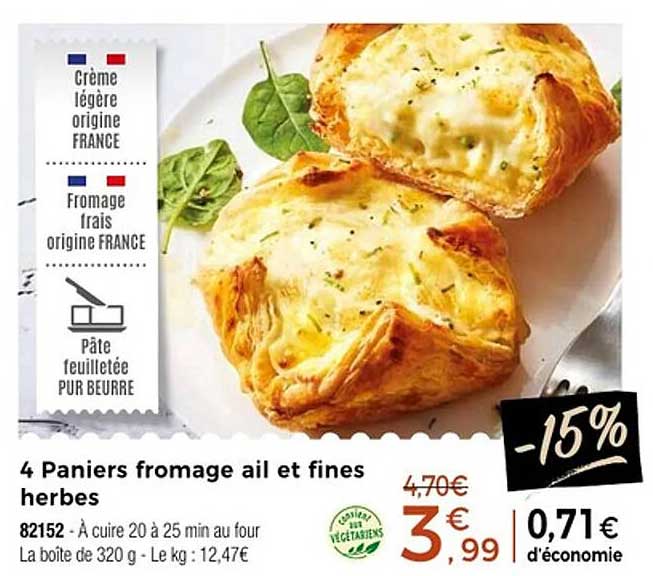 4 Paniers fromage ail et fines herbes