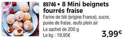 8 Mini beignets fourrés fraise