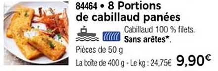 8 Portions de cabillaud panées