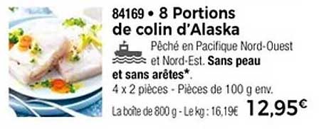 8 Portions de colin d'Alaska