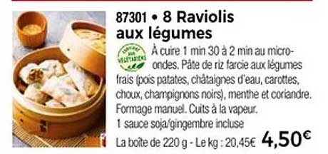 8 Raviolis aux légumes