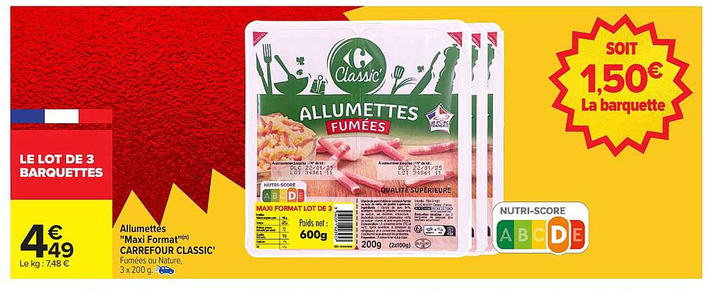 Allumettes "Maxi Format" CARREFOUR CLASSIC