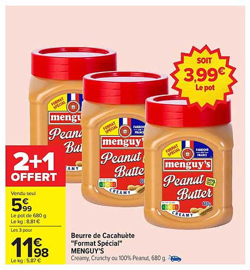 Beurre de Cacahuète "Format Spécial" MENGUY'S