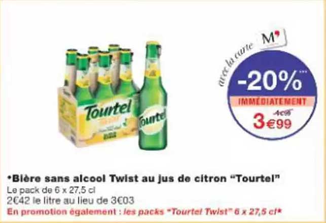 Bière sans alcool Twist au jus de citron “Tourtel”