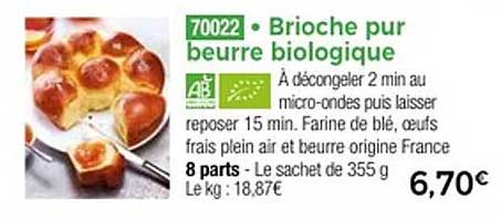 Brioche pur beurre biologique