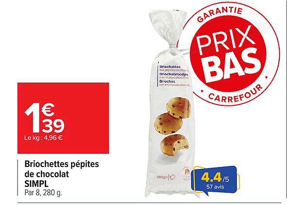 Briochettes pépites de chocolat SIMPL