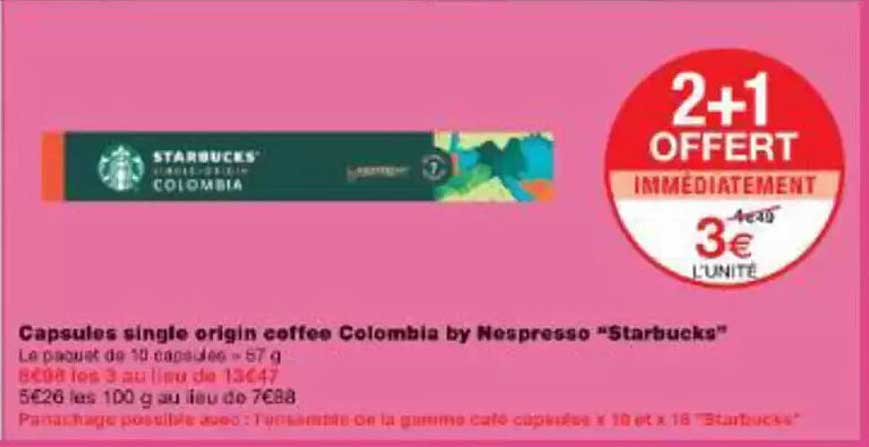 Capsules single origin coffee Colombia by Nespresso "Starbucks"