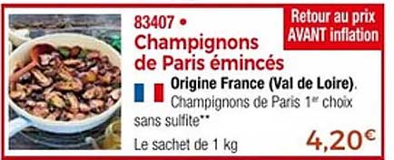Champignons de Paris émincés