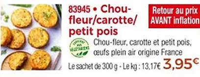 Chou-fleur/carotte/petit pois