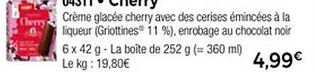 Crème glacée cherry avec des cerises émincées à la liqueur