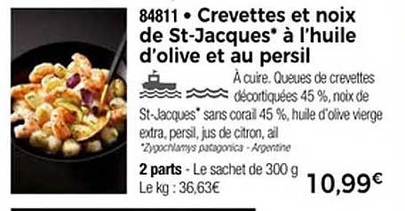 Crevettes et noix de St-Jacques à l'huile d'olive et au persil