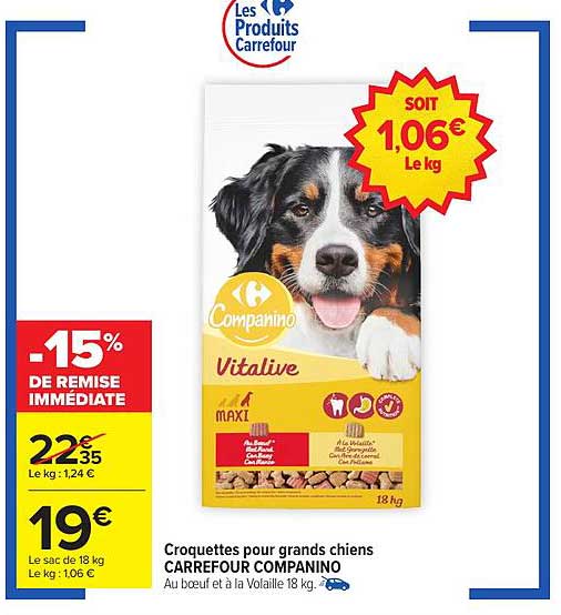Croquettes pour grands chiens CARREFOUR COMPANINO