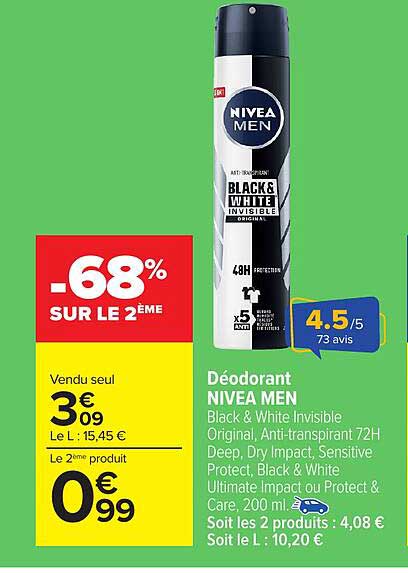 Déodorant NIVEA MEN Black & White Invisible