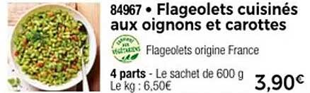Flageolets cuisinés aux oignons et carottes