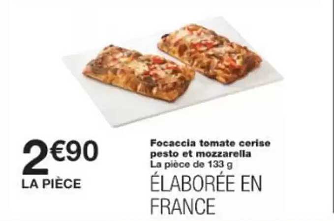 Focaccia tomate cerise pesto et mozzarella