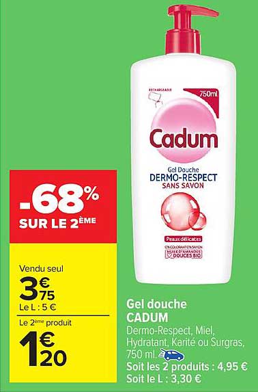 Gel douche CADUM Dermo-Respect