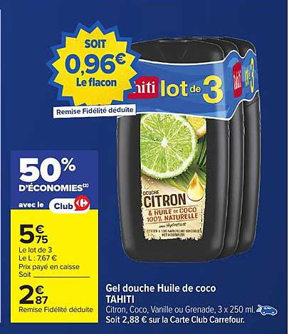 Gel douche Huile de coco TAHITI