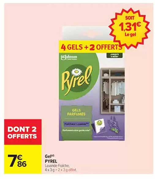 Gel® PYREL Lavande Fraîche, 4 x 3 g + 2 offerts