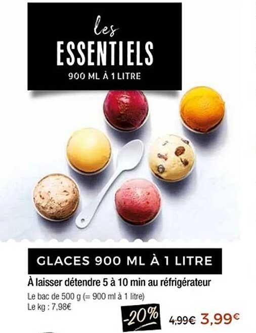 Glaces 900 ML à 1 Litre