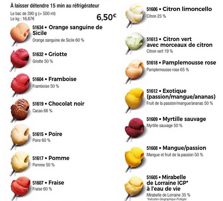 Glaces artisanales variées à 6,50€