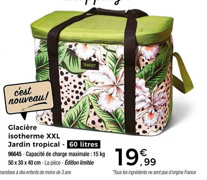 Glacière isotherme XXL Jardin tropical - 60 litres