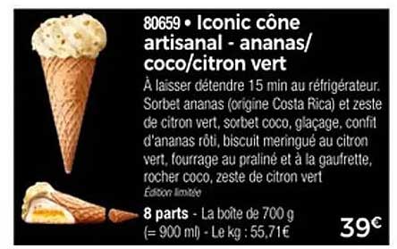 Iconic cône artisanal - ananas/coco/citron vert