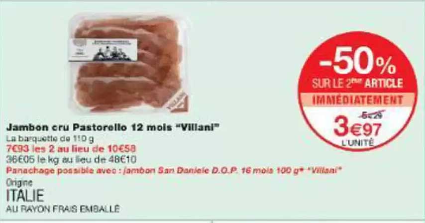 Jambon cru Pastorello 12 mois "Villani"