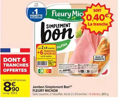 Jambon Simply bon Fleury Michon