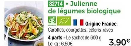 Julienne de légumes biologique