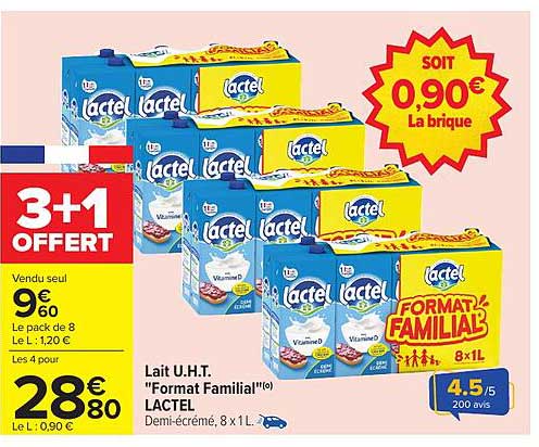 Lait U.H.T. "Format Familial" LACTEL