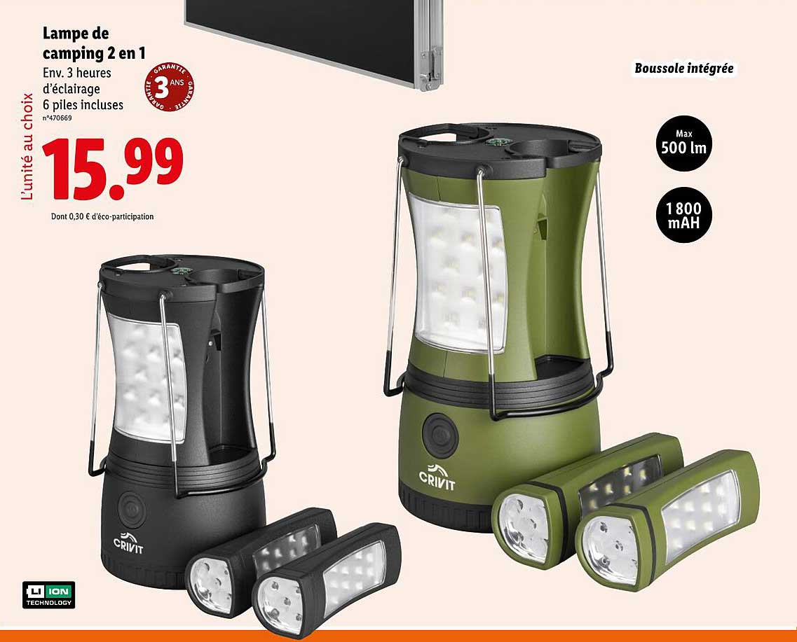 Lampe de camping 2 en 1