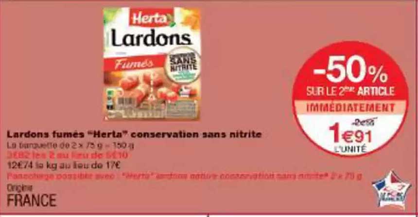 Lardons fumés “Herta” conservation sans nitrite