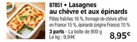 Lasagnes au chèvre et aux épinards