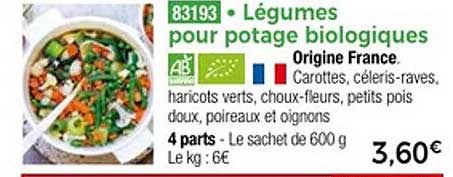 Légumes pour potage biologiques