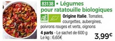 Légumes pour ratatouille biologiques