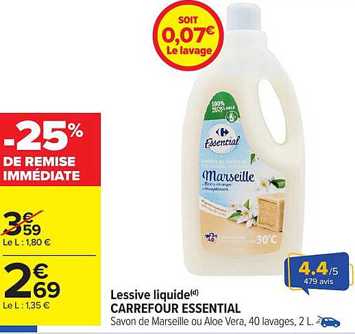 Lessive liquide CARREFOUR ESSENTIAL