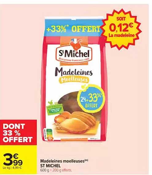 Madeleines moelleuses St Michel