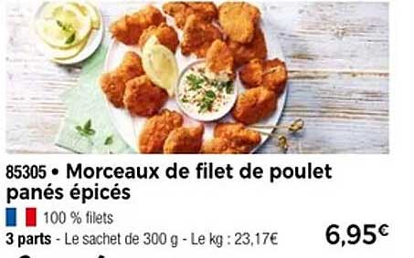 Morceaux de filet de poulet panés épicés