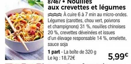 Nouilles aux crevettes et légumes